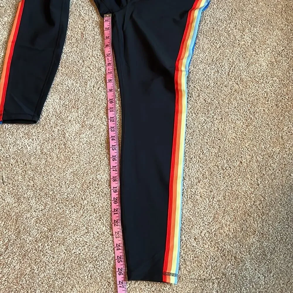 Spiritual Gangster Rainbow Striped Leggings Size M - Picture 8 of 8